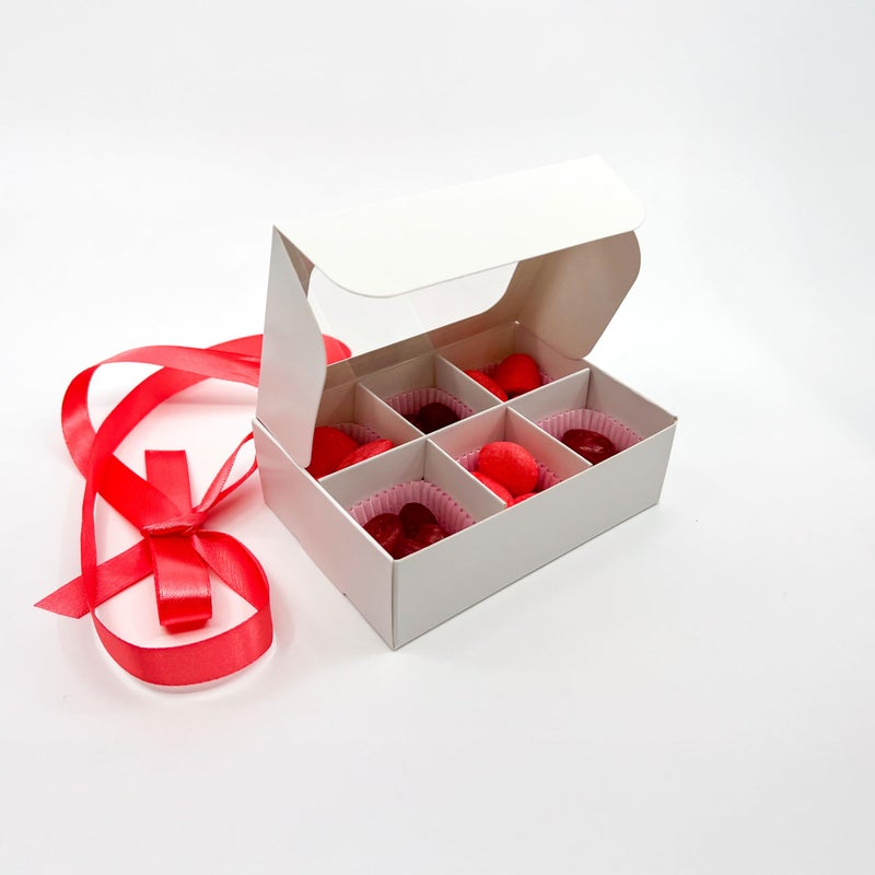 GRETEL BAKING 20pcs White Treat Boxes with Window and Dividers | 6 X-SMALL compartments | 5 x 3.5 x 1.57 in | Empty candy boxes for gift giving, truffle box - perfect for Valentine's Day - Image 4